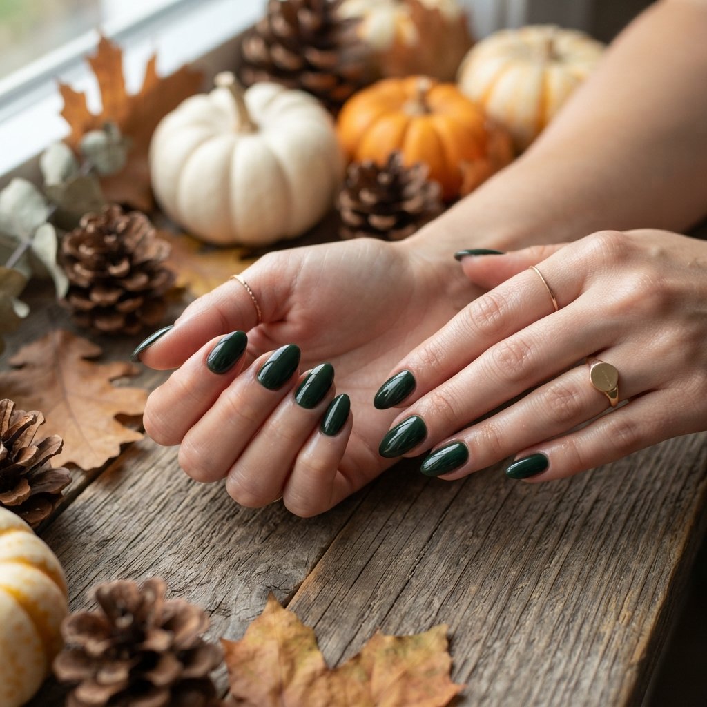 24 Green Fall Nail Designs That Feel Fresh and Trendy 20 Hunter Green Nails