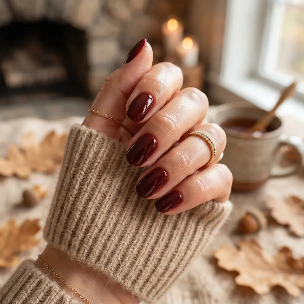 29 Red Fall Nail Designs That Make a Bold Statement 16 Mahogany Red Nails