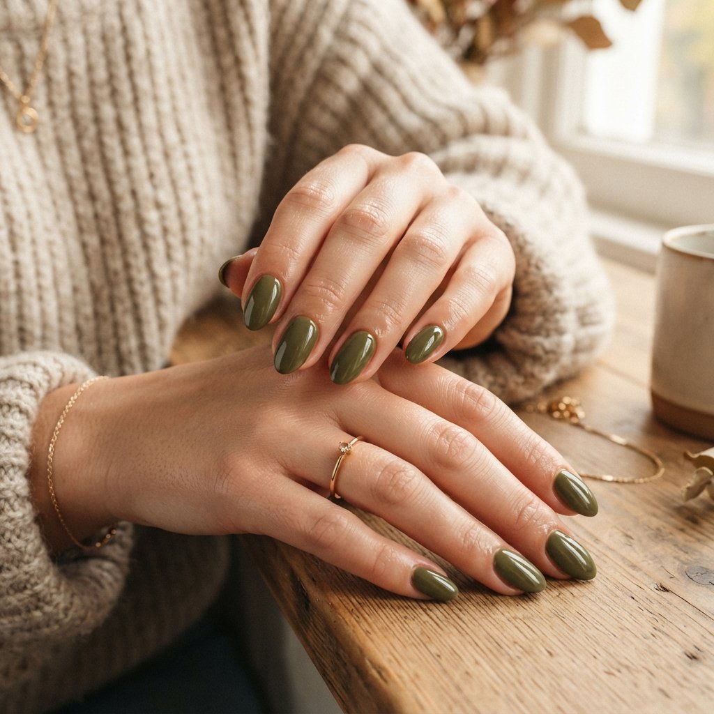  Olive Green Nails