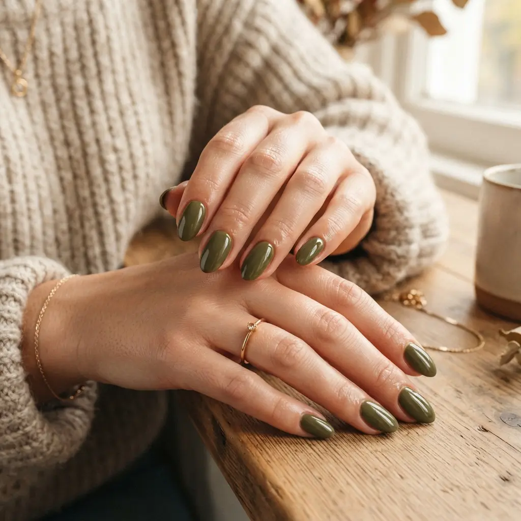  Olive Green Nails