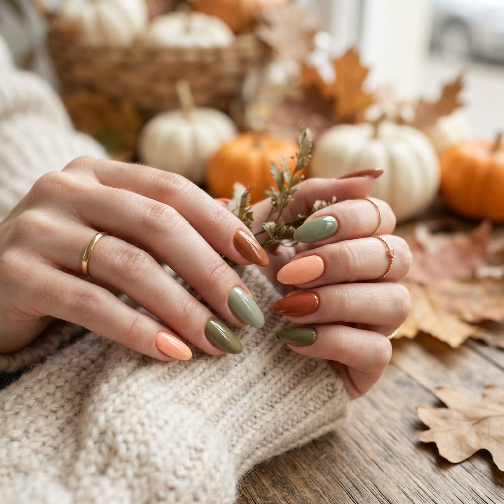 26 Early Fall Nail Designs Perfect for the New Season 26 Mixed Early Autumn Shades