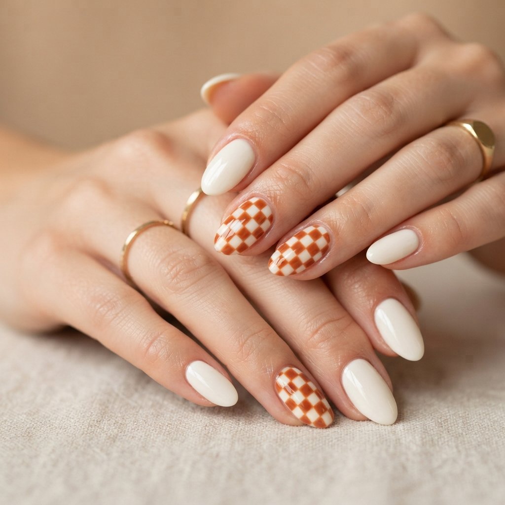 Cream and Rust Checkerboard
