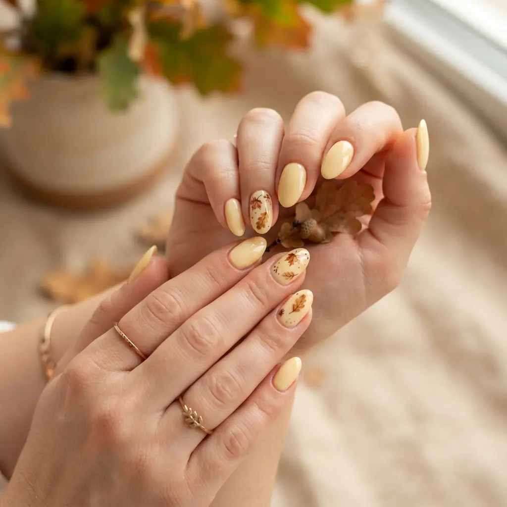 25 Summer to Fall Nail Designs Perfect for the Seasonal Transition 6 Yellow and Brown Details