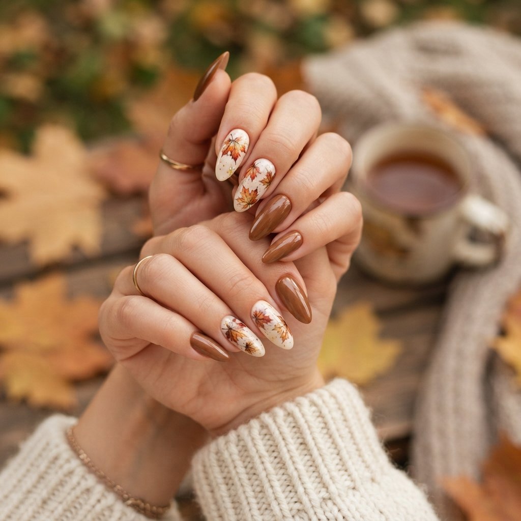 22 Long Fall Nail Designs That Turn Heads Instantly 17 Maple Leaf Nail Art
