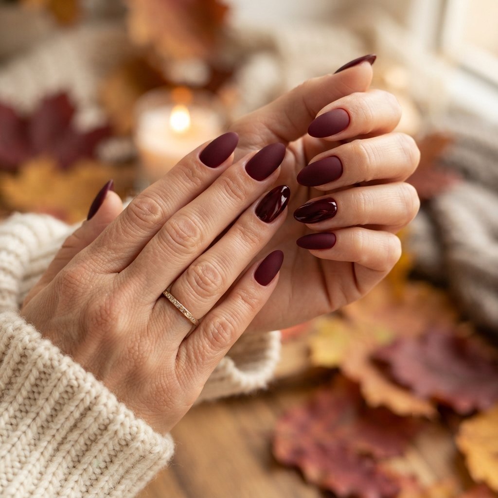 23 Burgundy Fall Nail Designs That Never Go Out of Style 5 Matte Burgundy Nails