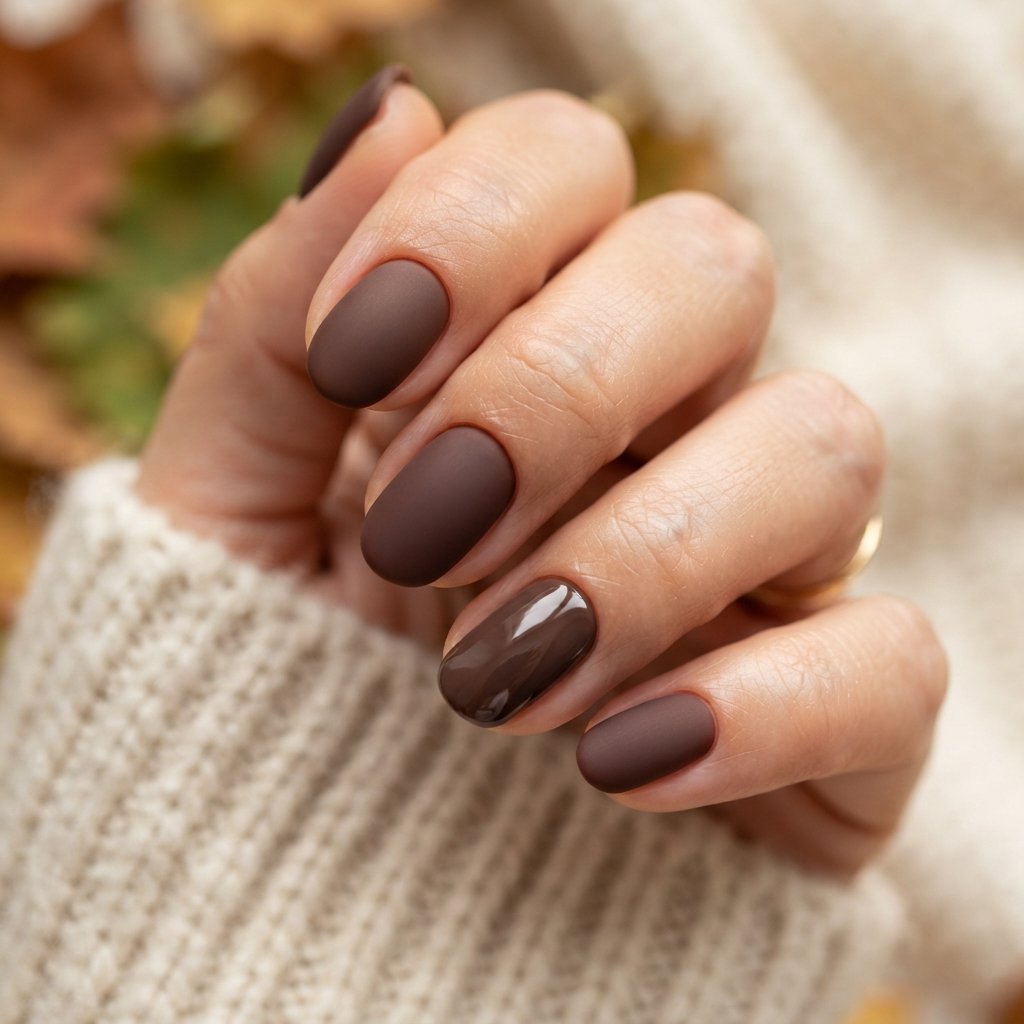 25 Easy Fall Nail Designs Anyone Can Recreate 11 Matte Mocha Nails