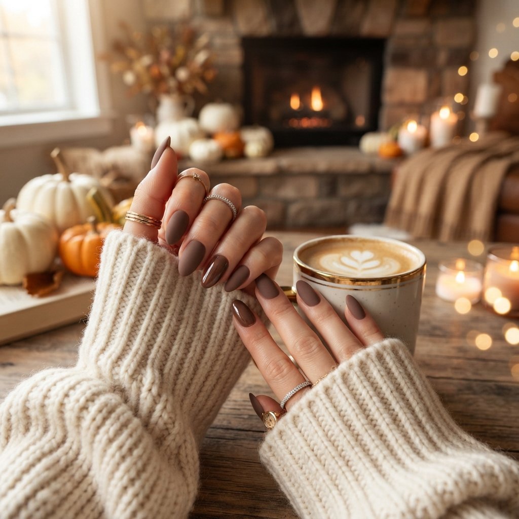 20 Almond Shape Fall Nail Designs That Look Elegant Every Time 15 Matte Mocha Nails