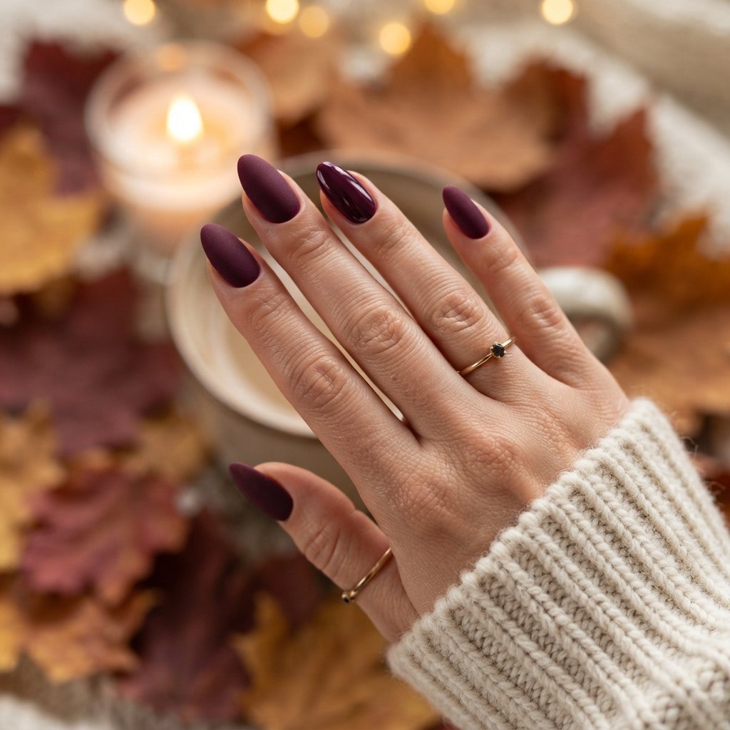 Matte Plum Nails