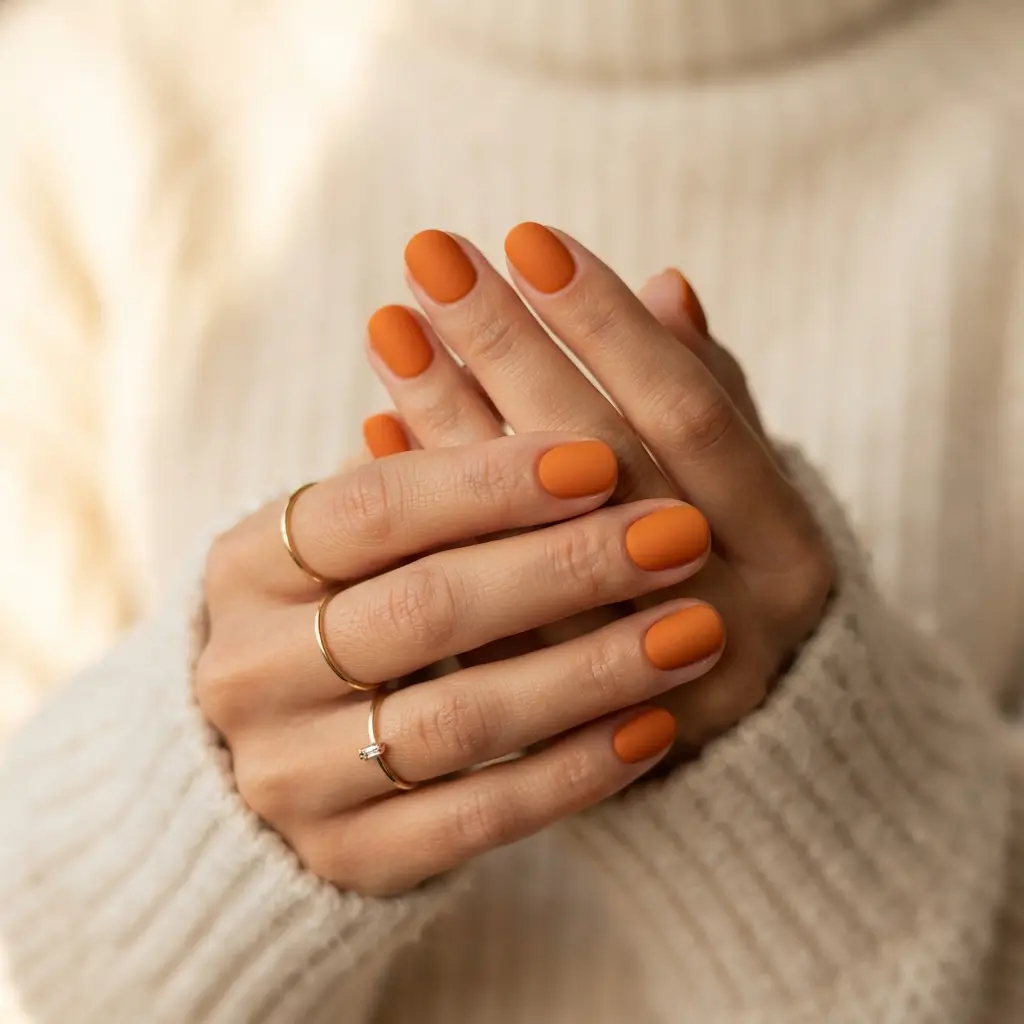 Matte Pumpkin Nails