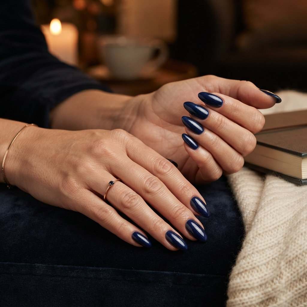 26 Blue Fall Nail Designs That Bring a Fresh Twist to Autumn 5 Midnight Blue Nails
