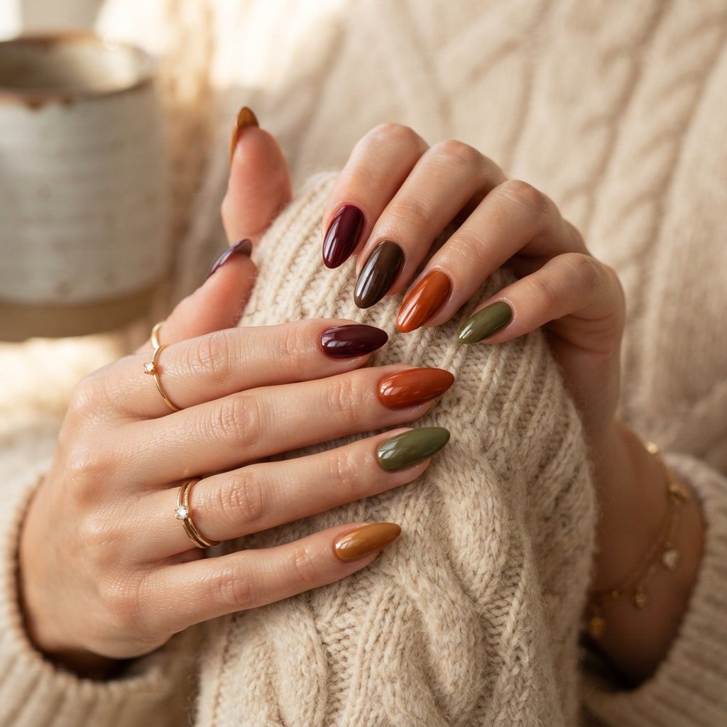 22 Long Fall Nail Designs That Turn Heads Instantly 23 Mixed Fall Color Nails