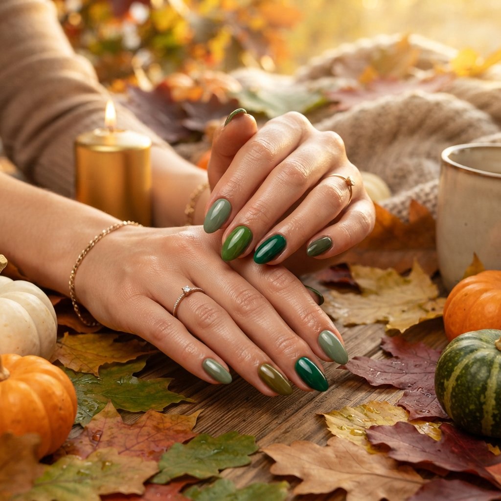 24 Green Fall Nail Designs That Feel Fresh and Trendy 24 Mixed Green Shades