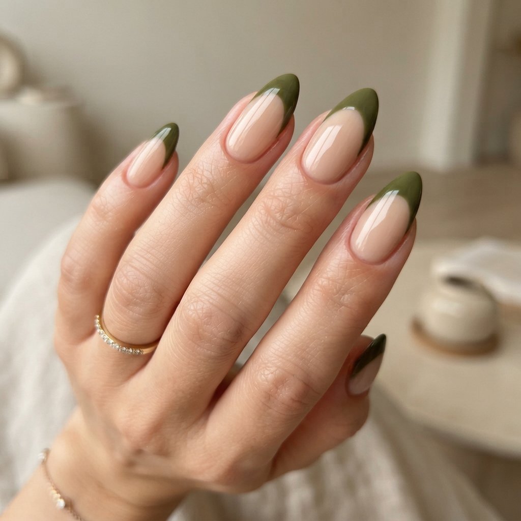 25 Easy Fall Nail Designs Anyone Can Recreate 19 Olive French Tips