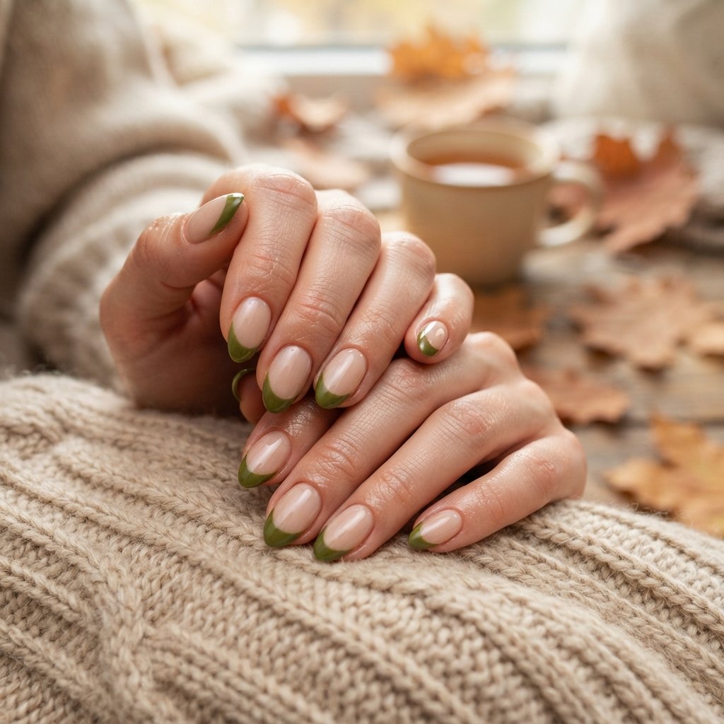 Olive Green French Tips