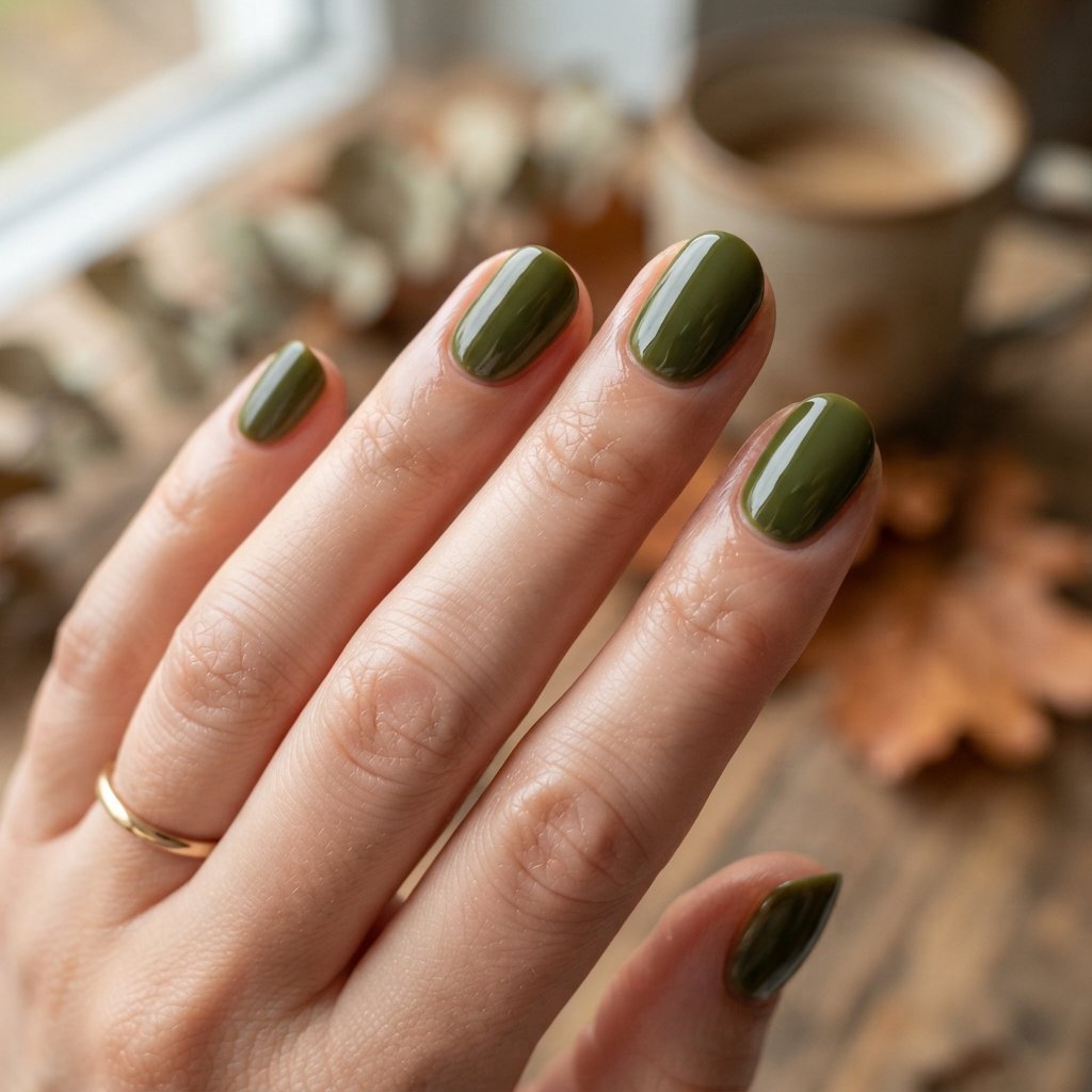 25 Easy Fall Nail Designs Anyone Can Recreate 4 Olive Green Nails