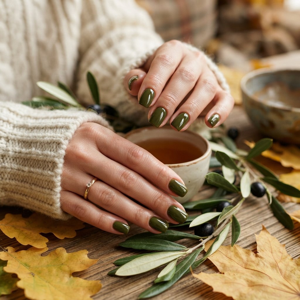 26 Early Fall Nail Designs Perfect for the New Season 8 Olive Green Nails