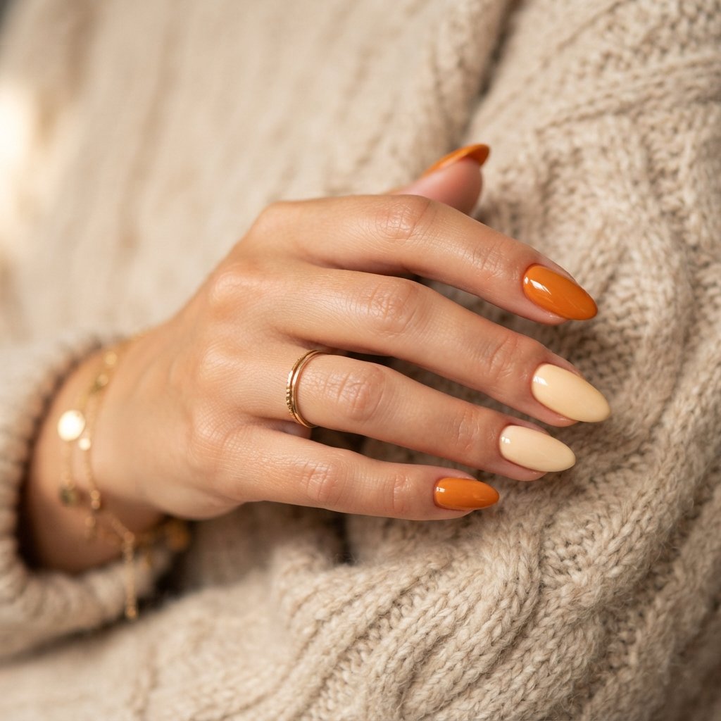 21 Orange Fall Nail Designs That Celebrate Autumn in Style 13 Orange And Cream Nails