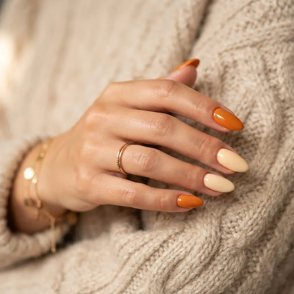  Orange And Cream Nails