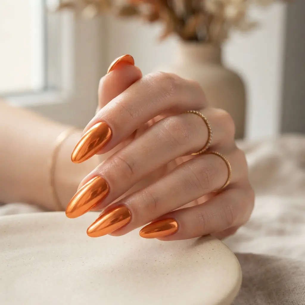  Orange Chrome Nails