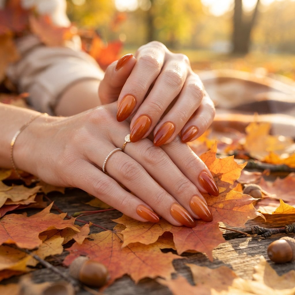 20 Almond Shape Fall Nail Designs That Look Elegant Every Time 16 Burnt Orange Ombre