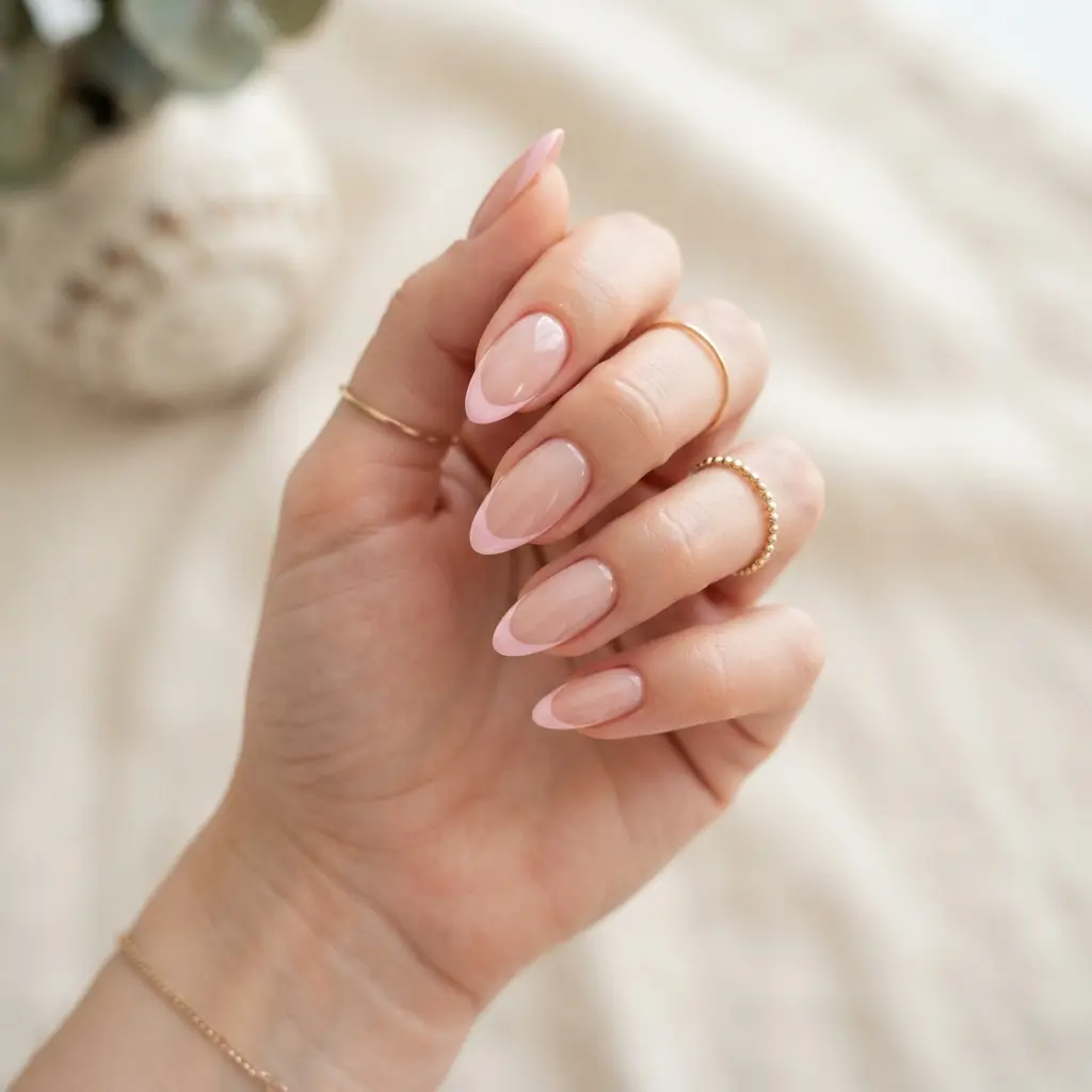 21 Pink Almond Nails You'll Be Obsessed With 4 Pink French Tip Almond Nails