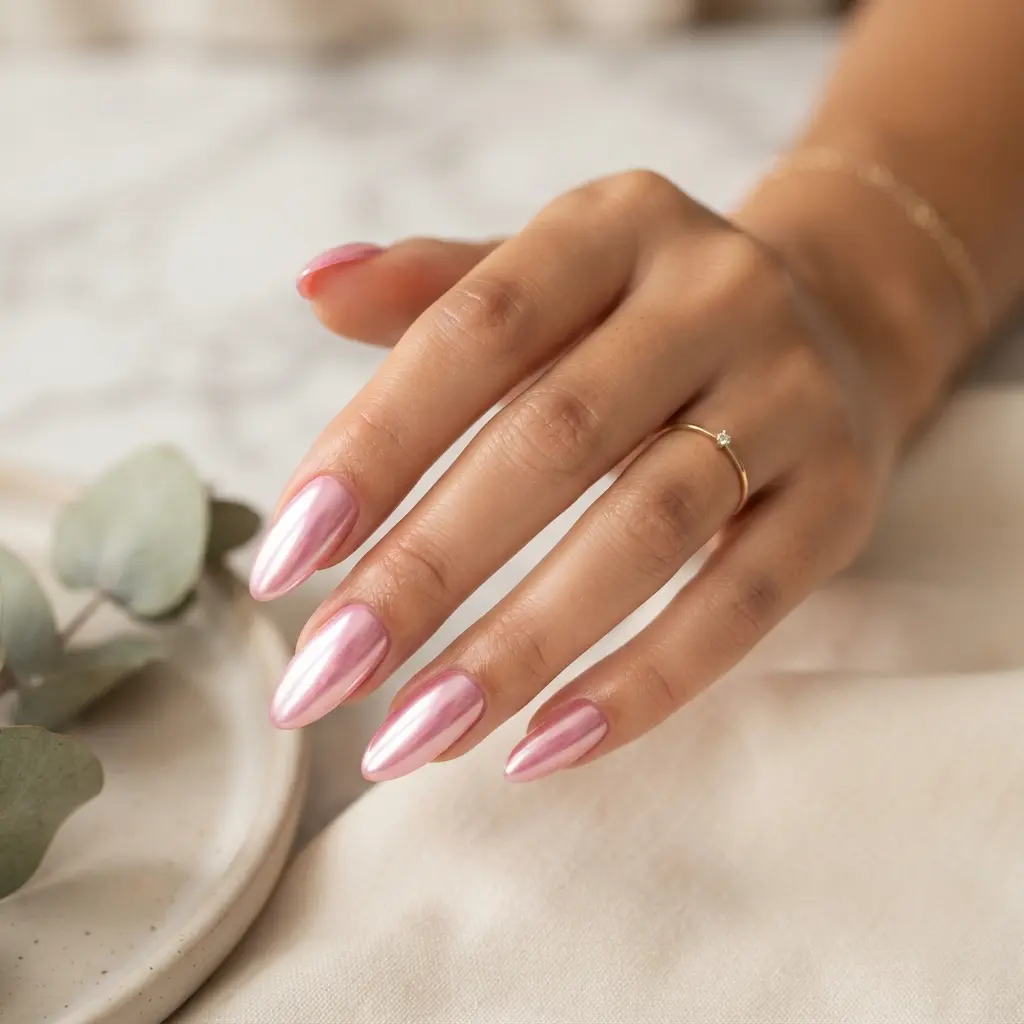21 Pink Almond Nails You'll Be Obsessed With 5 Pink Chrome Almond Nails