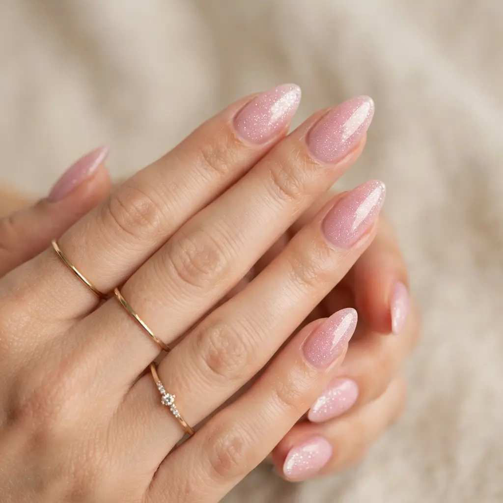 21 Pink Almond Nails You'll Be Obsessed With 7 Pink Glitter Almond Nails