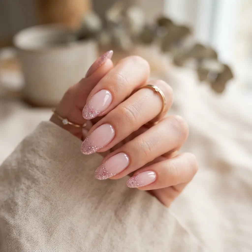 21 Pink Almond Nails You'll Be Obsessed With 18 Pink Tips With Glitter