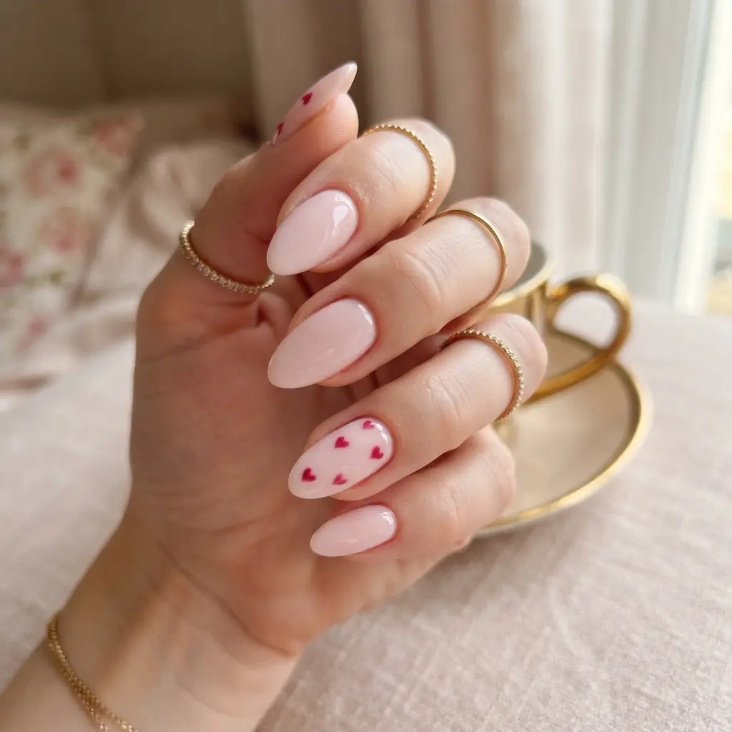 21 Pink Almond Nails You'll Be Obsessed With 13 Pink Heart Almond Nails