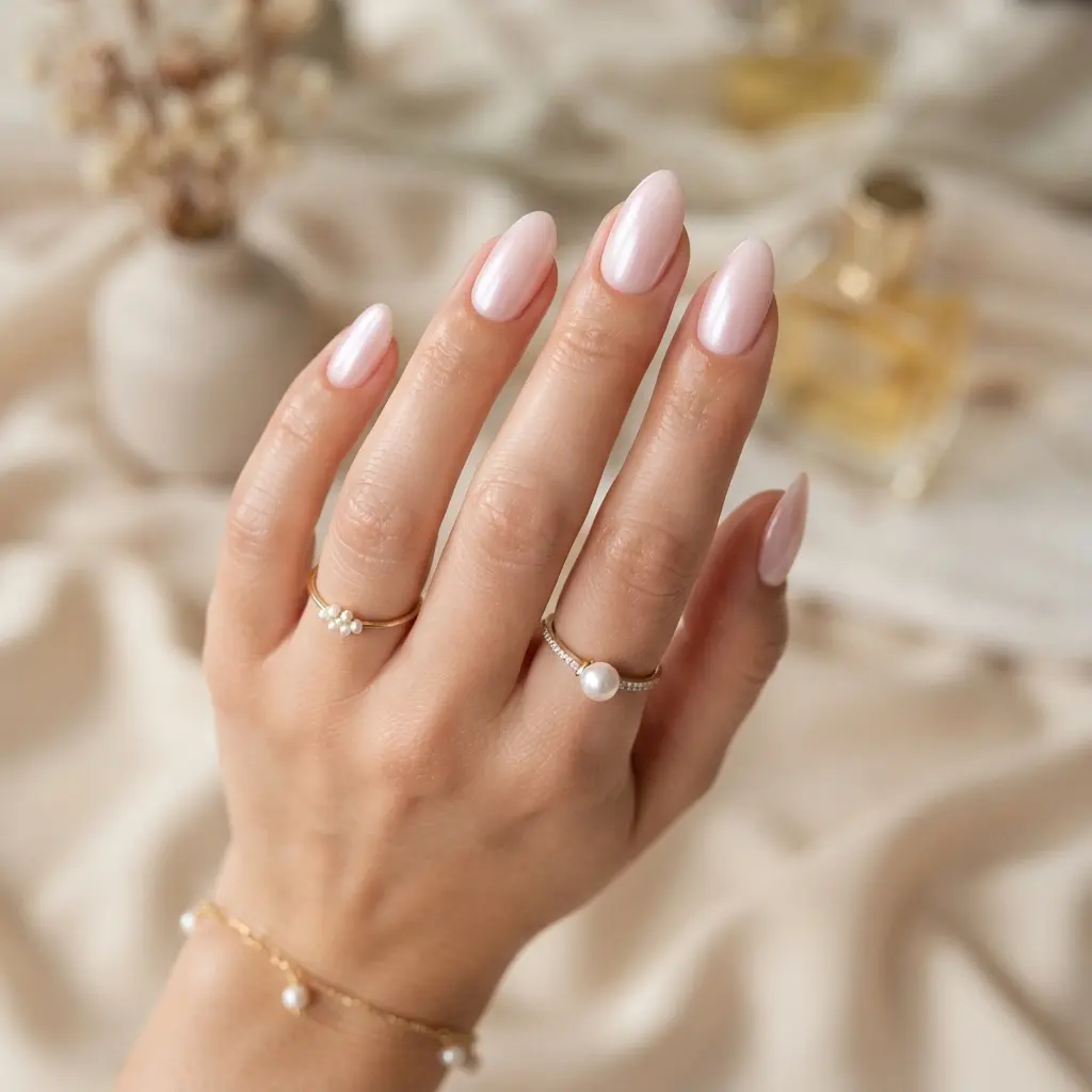 21 Pink Almond Nails You'll Be Obsessed With 12 Pink Pearl Almond Nails