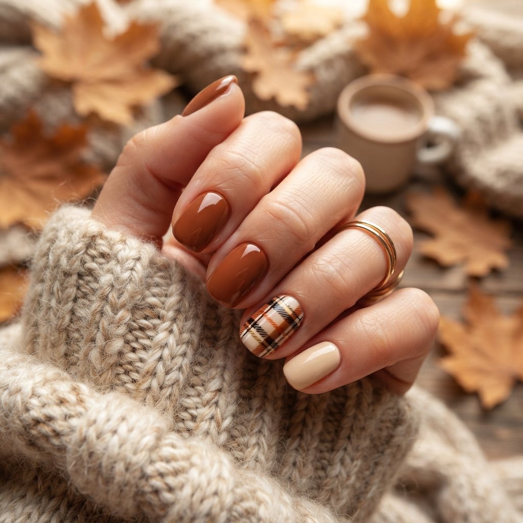 Plaid Accent Nails