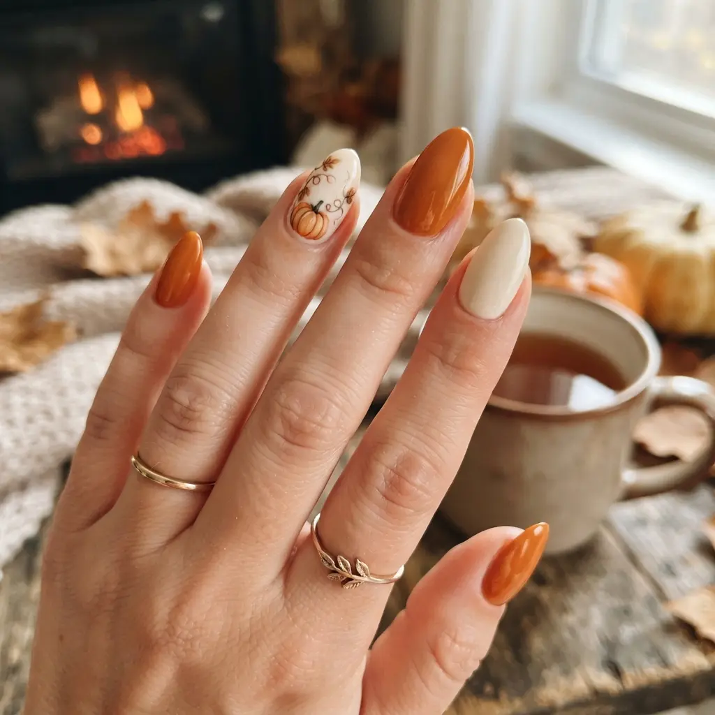  Pumpkin Accent Nail