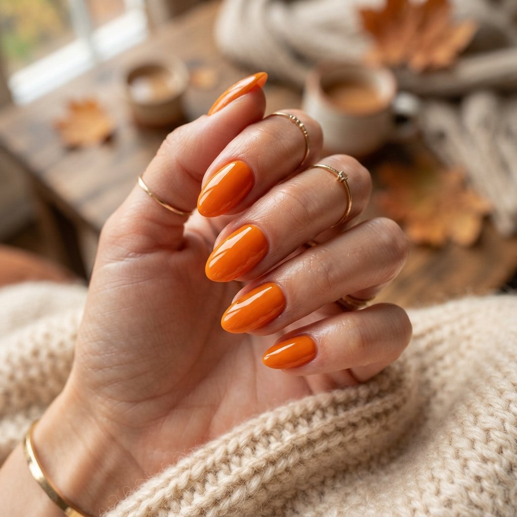 25 Easy Fall Nail Designs Anyone Can Recreate 7 Pumpkin Orange Polish