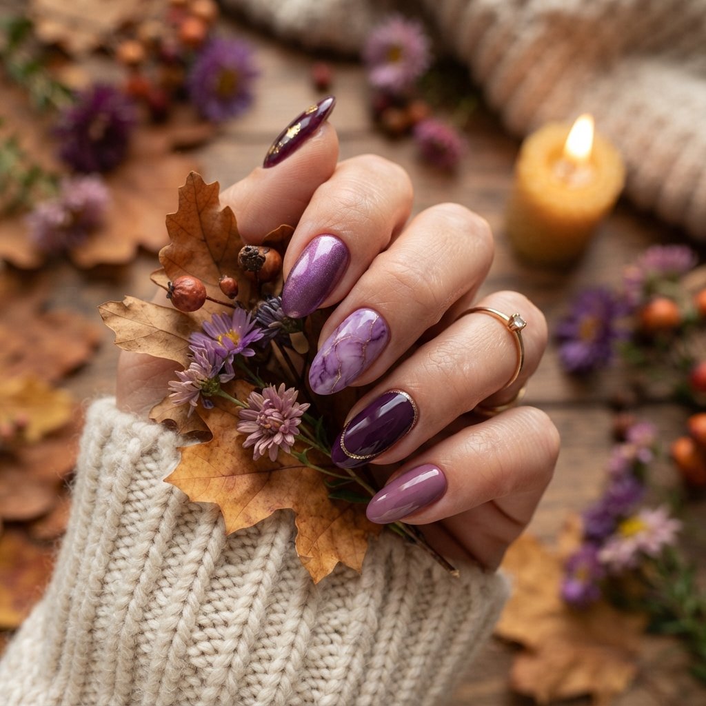 Timeless Purple Autumn Nails
