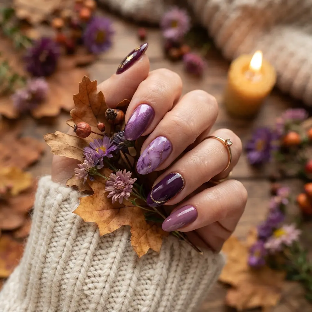 Timeless Purple Autumn Nails