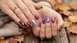 Purple fall nail designs