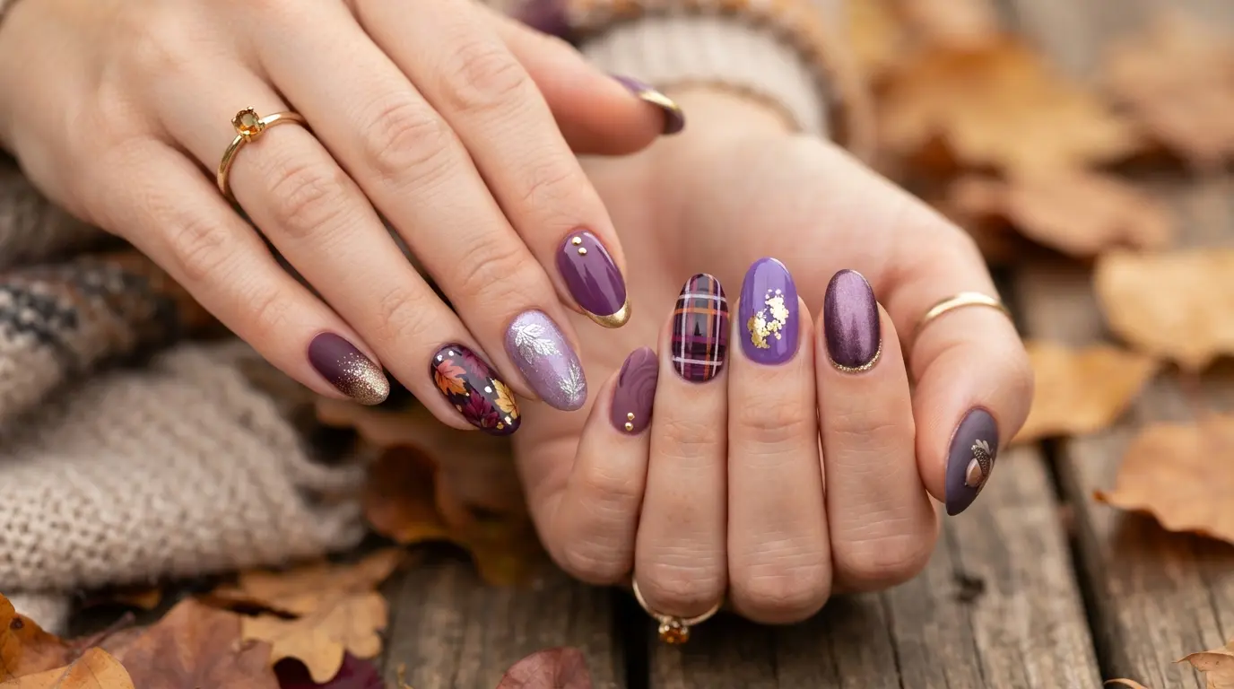 Purple fall nail designs
