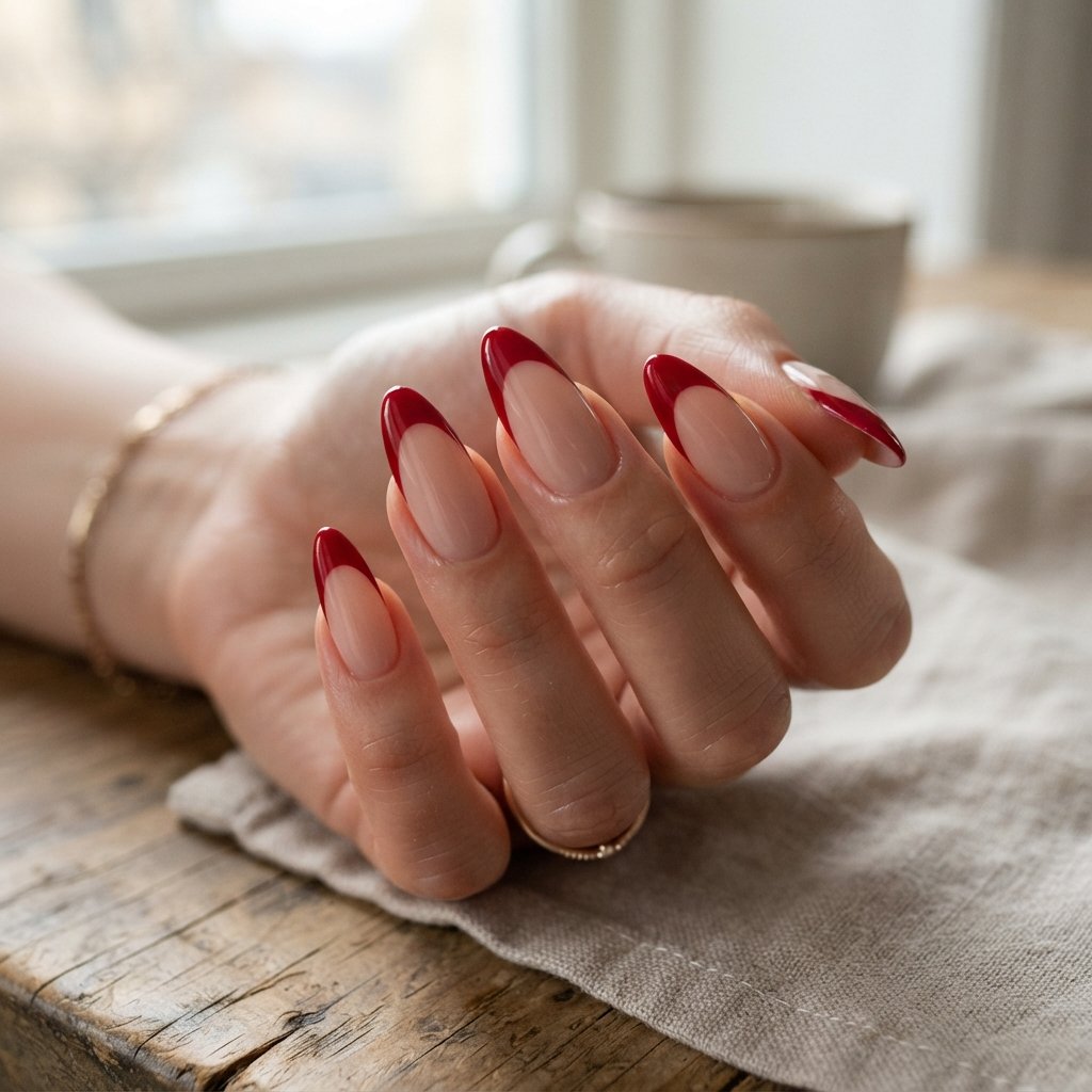 27 Long Almond Nails That Make a Stunning Statement 18 Red French Tips