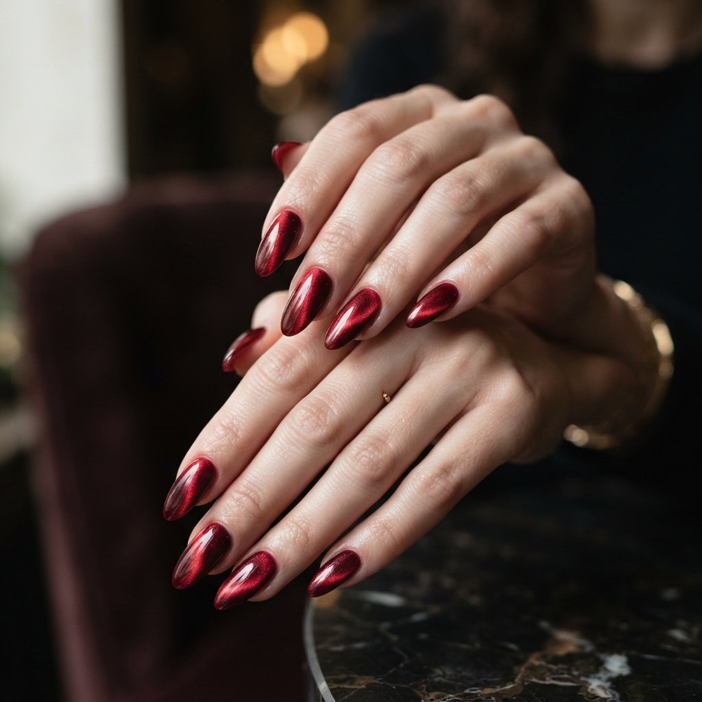 Red Velvet Almond Nails