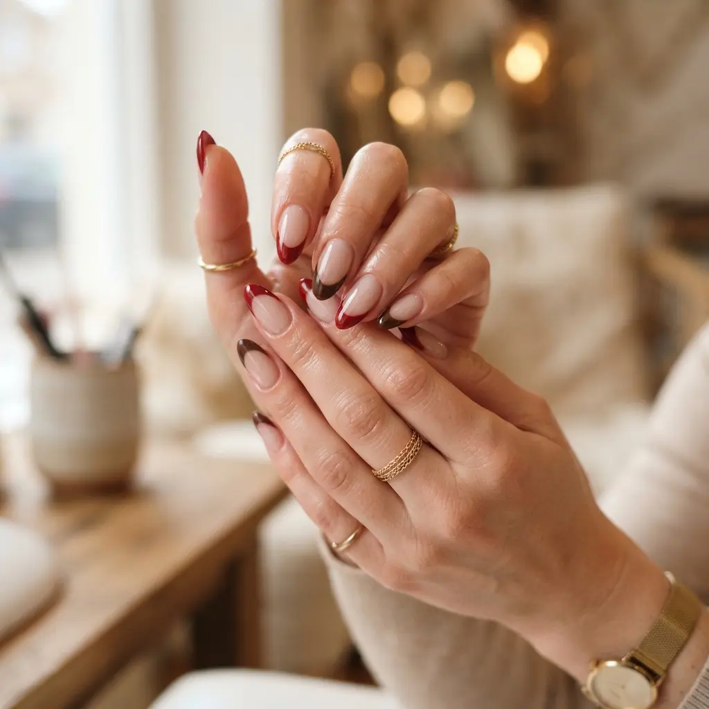  Red and Brown French Tips