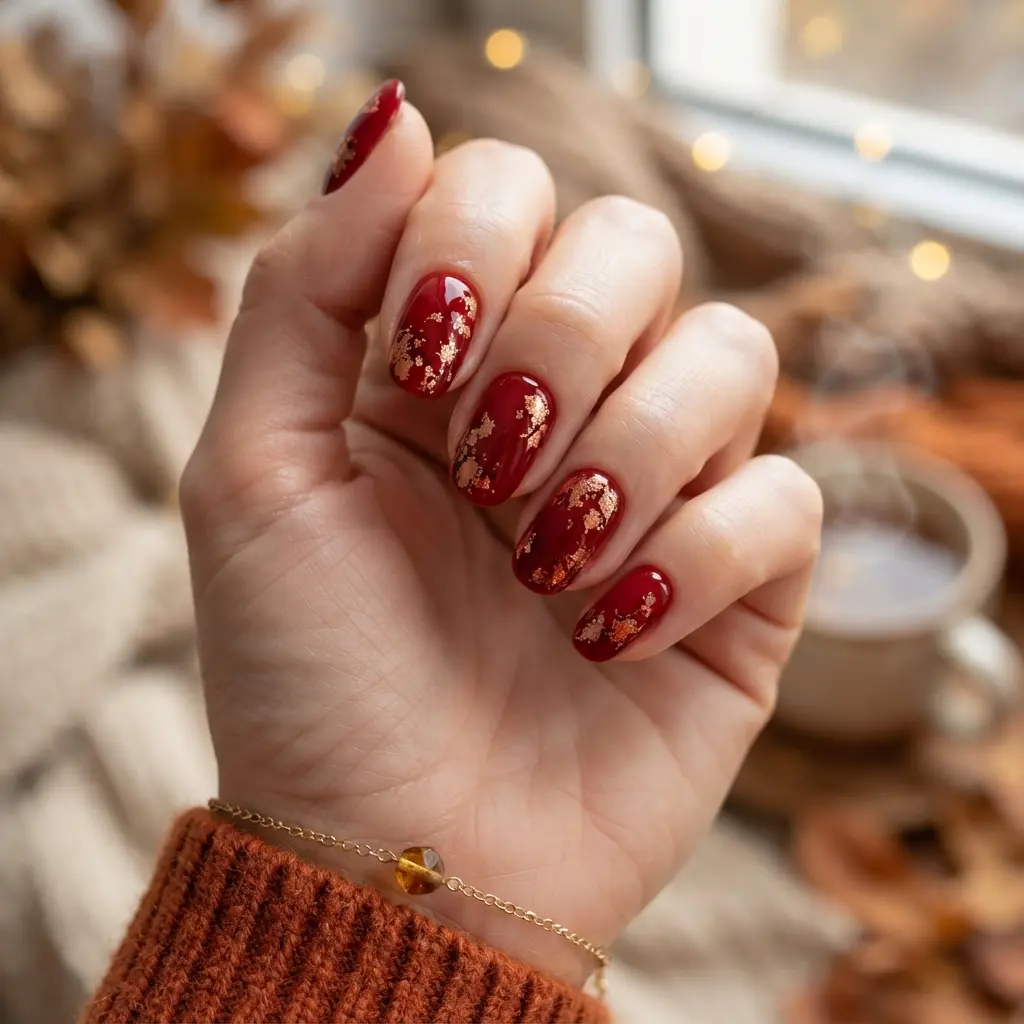29 Red Fall Nail Designs That Make a Bold Statement 27 Red and Copper Nails