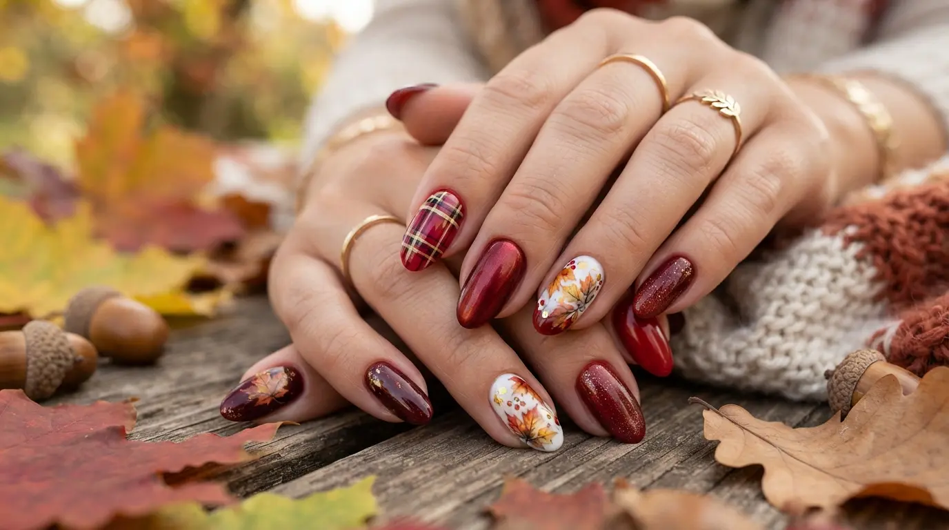 Red fall nail designs