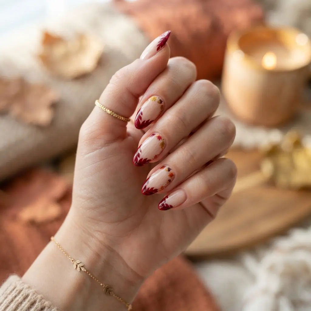 Red Leaf French Tips