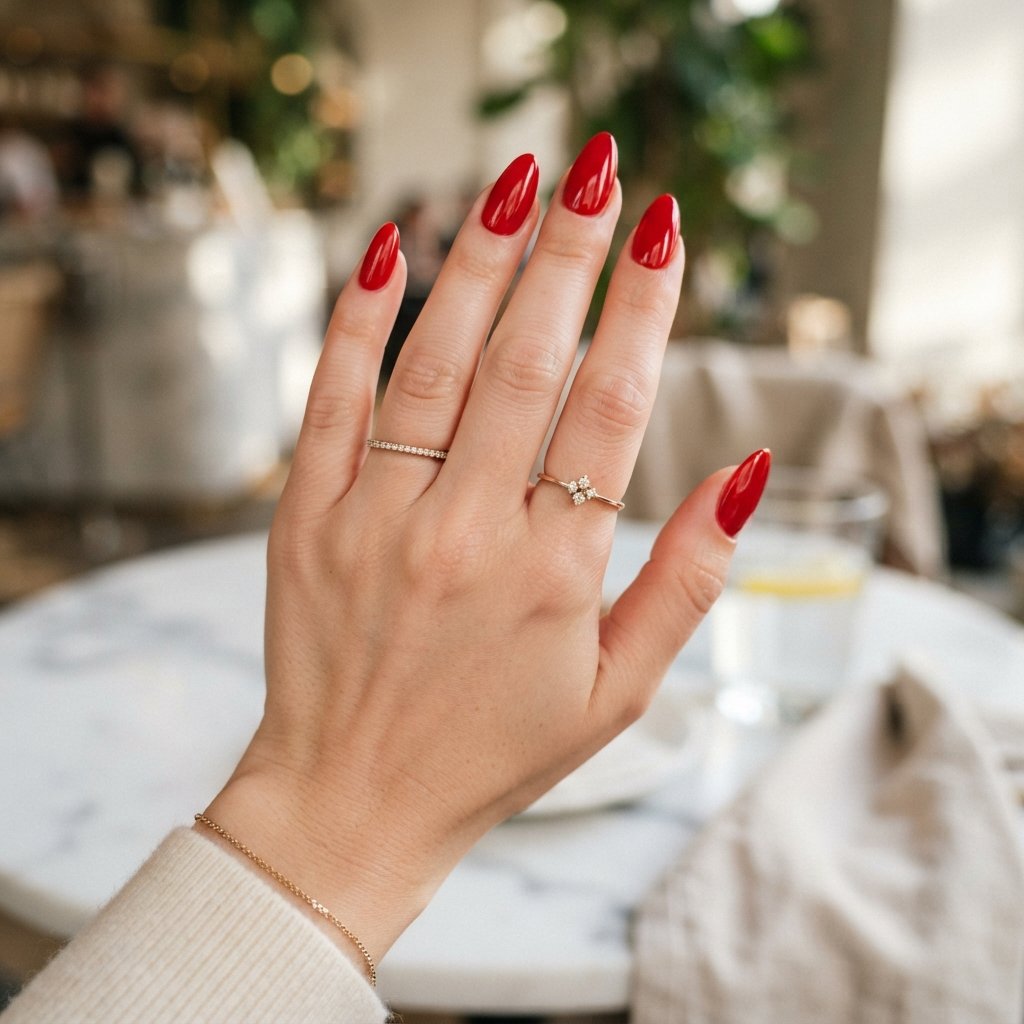27 Long Almond Nails That Make a Stunning Statement 9 Red Long Almond Nail