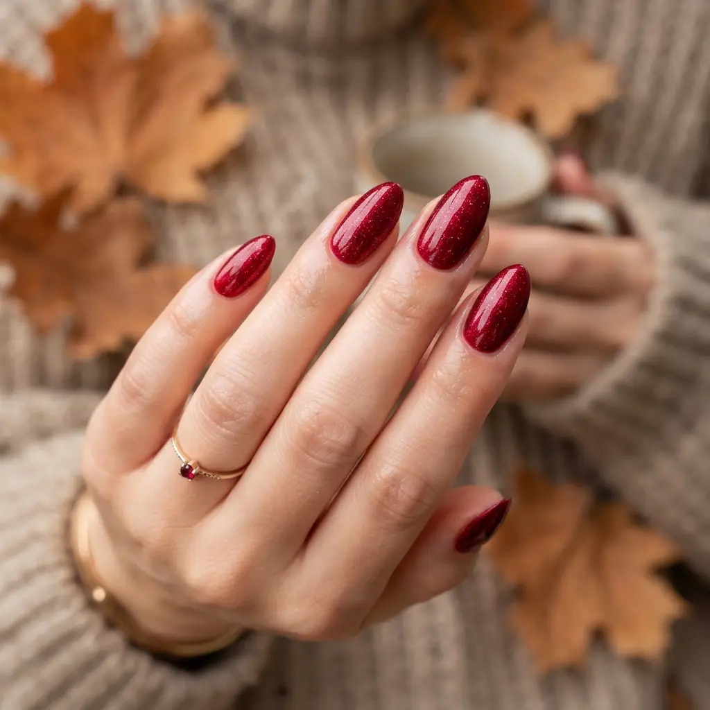 29 Red Fall Nail Designs That Make a Bold Statement 24 Ruby Shimmer Nails