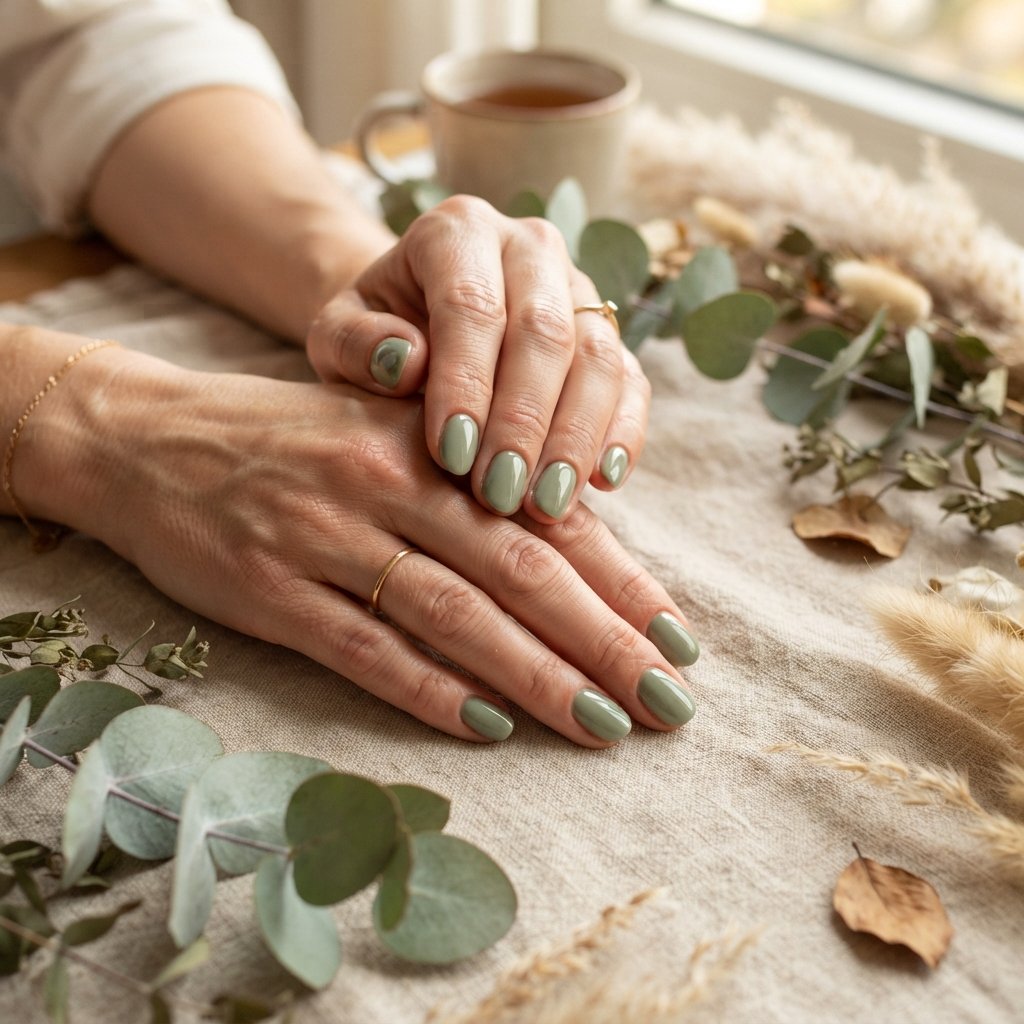 24 Green Fall Nail Designs That Feel Fresh and Trendy 4 Sage Green Nails