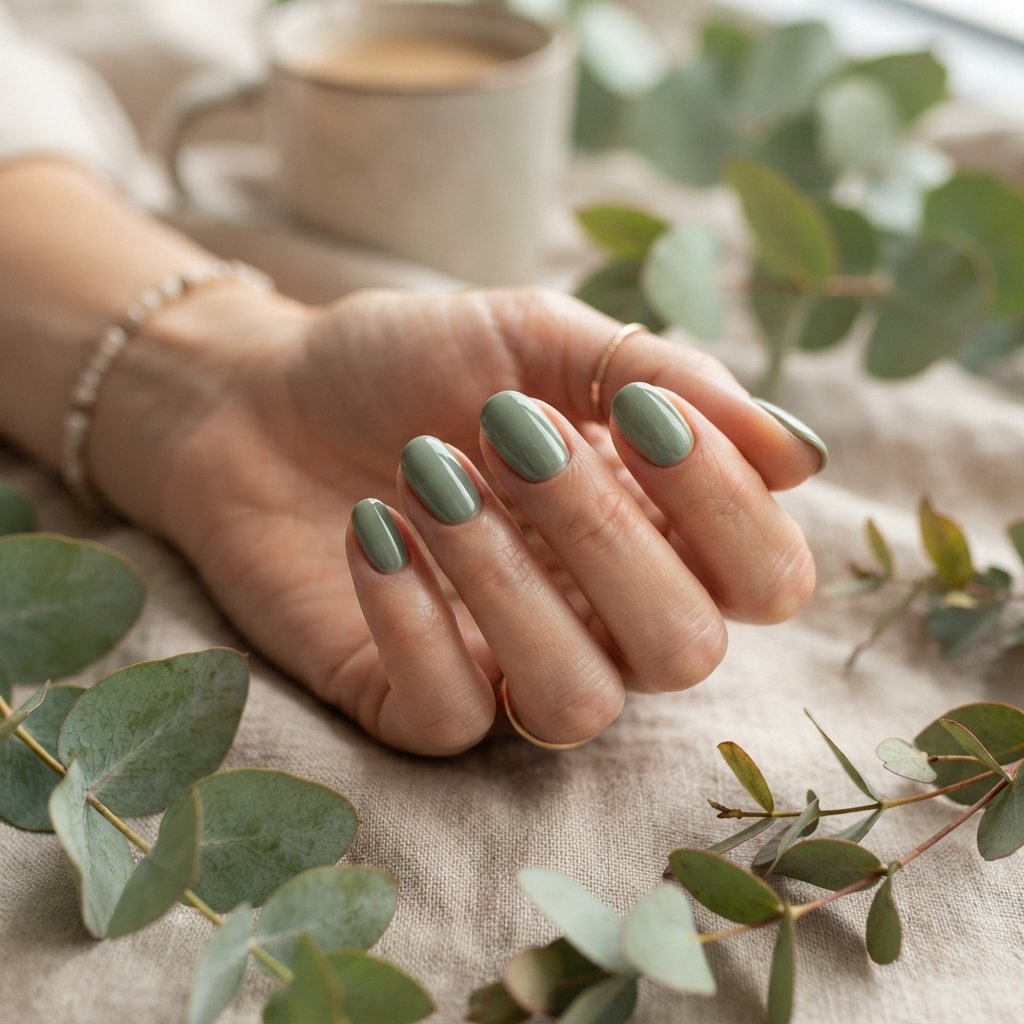 26 Early Fall Nail Designs Perfect for the New Season 4 Sage Green Polish