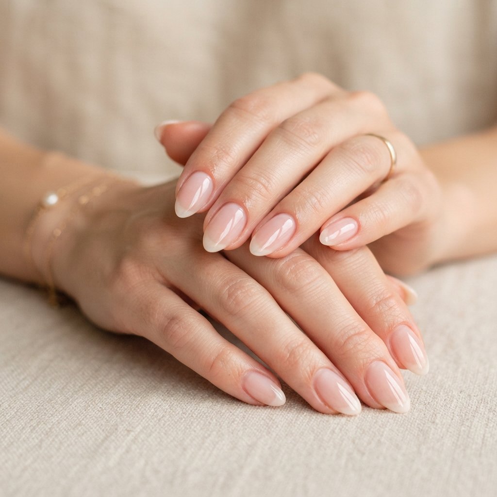 Sheer Pink Almond Nails