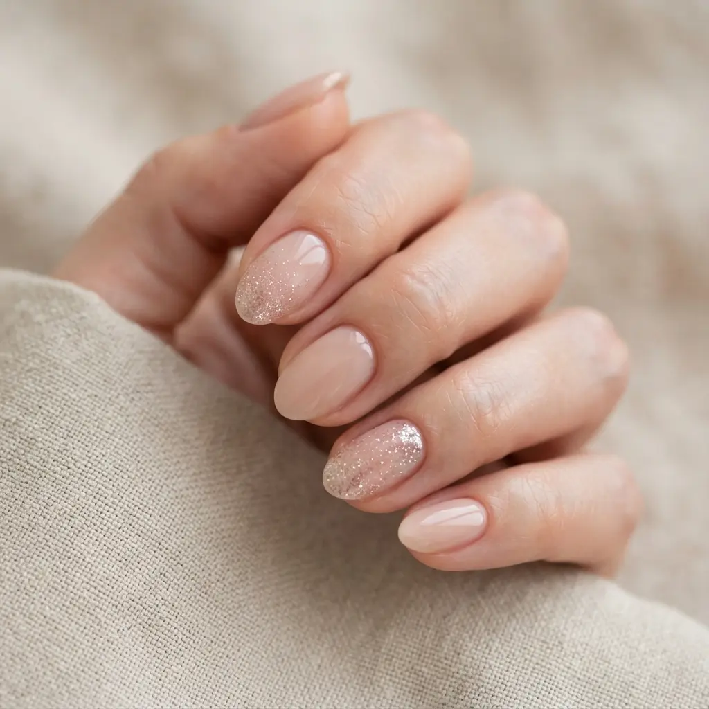  Short Almond Nails With Glitter
