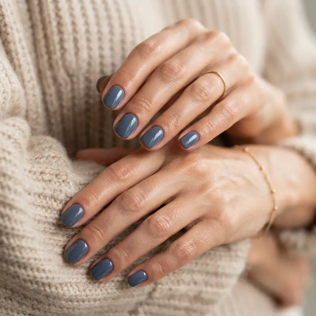 Smoky Blue Nails